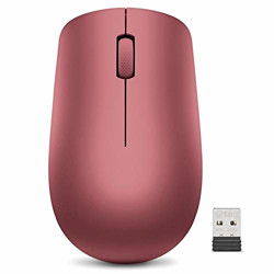 Lenovo 530 Wireless Mouse (Cherry Red): Ambidextrous, Ergonomic Mouse, Up to 8 Million clicks for Left and Right Buttons, Optical Sensor 1200 DPI, 2.4 GHz Wireless Technology via Nano USB Receiver