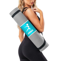 Vifitkit Yoga mat for Women, Yoga Mat for Men, Exercise Mat for Home Workout, Anti Slip Yoga Mat Workout, Yoga Mat For Kids, Gym Mat for Workout at Home with Strap (Grey, 4mm)