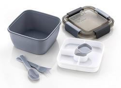 TEX-RO 4 Compartment Tray Lunch Box for Office Men and Lunch Box for Kids, Microwave Safe Lunch Boxes (Pack of 1,Grey) 1400 Milliliter