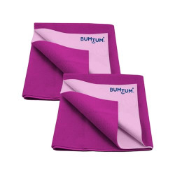 Bumtum Baby Dry Sheet Waterproof Soft Microfleece Baby Bed Protector | Anti - Bacterial & Odour Free | Extra Absorbant, Reuseable & Washable (Grape, Small Size 50 * 70cm, Pack of 2), Microfleece
