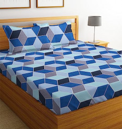 BSB HOME Microfiber 144 TC Football Printed Double Bedsheets with 2 King Size Pillow Cover (90X90 Inches, 7.5 x 7.5 Feet, Dark Blue and Light Blue) - Aspire Collections