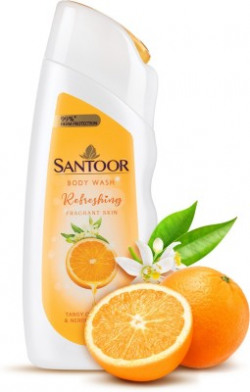 Santoor Refreshing Skin Body Wash,Enriched With Tangy Orange Oil & Neroli Extracts, Soap-Free, Paraben-Free, pH Balanced Shower Gel(230 ml)