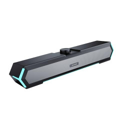 Ant Esports GS365SB Mini Soundbar Wired PC Speaker,USB Powered 3.5MM 10W Dual HiFi Stereo, LED Lighting Speakers with Surge Clear Sound for Desktop,Laptops,MacBook,Tablets,Monitor,Mobiles,PC- Black