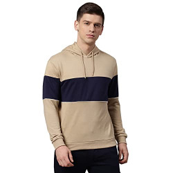 Dennis Lingo Men's Poly Cotton Hooded Sweatshirt - Regular Fit, Full Sleeves, Casual Winter Wear for Men (Khaki, Large)
