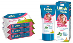 Little's Soft Cleansing Baby Wipes, 80 Wipes (Pack of 3) and Little's Organix Diaper Rash Cream