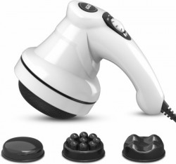 AGARO Atom Electric Handheld Full Body Massager with 3 Massage Heads, Mesh Cover, Mesh Cover, Variable Speed Settings for Pain Relief and Relaxation, Massager(White)