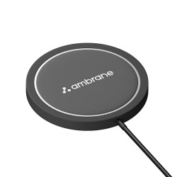 Ambrane 15W Wireless Charging Pad for Apple iPhone 15/15 Plus/15 Pro/15 Pro Max, iPhone 14/14 Plus/14 Pro/Max, iPhone 13/12/11 Series and All Qi-Enabled Devices (AeroSync, Black)