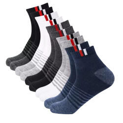 SJeware Polyester 5 Pairs Stripped Ankle Length Socks For Men & Women, Multicolor, Pack Of 5, Free Size