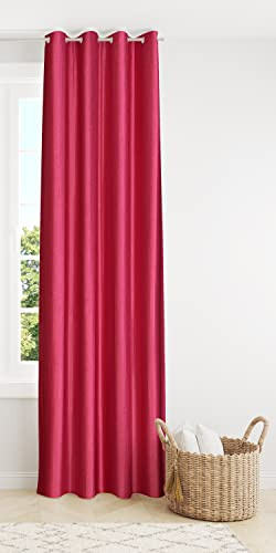 Decoholic Faux Texture Pro Solid Durable Heavy Polyester Fabric Insulated Grommet Curtains/Drapes for Bedroom/Living Room Window - 6 feet - 1 Panel, Pink