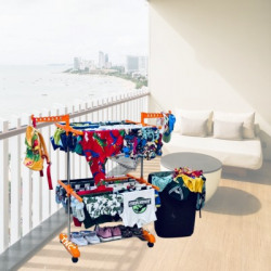TNC Steel, Plastic Floor Cloth Dryer Stand Foldable & Movable Pure Stainless Steel Single Pole 2 Tier Stand O1SS2T-V154(2 Tier)