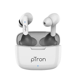 pTron Bassbuds Duo in Ear Earbuds with 32Hrs Total Playtime, Bluetooth 5.1 Wireless Headphones, Stereo Audio, Touch Control TWS, with Mic, Type-C Fast Charging, IPX4 & Voice Assistance (White)