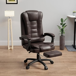 Green Soul Urbane Premium Leatherette Office Chair, High Back Ergonomic Home Office Executive Chair with Spacious Cushion Seat, Footrest & Heavy Duty Nylon Base (Brown)