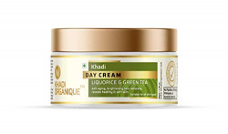 Khadi Organique Natural Herbal Day Cream with Liquorice & Green Tea | Fades Dark Spots, Anti-Aging, Skin Brightening & Sun Damage Control | Best Day Cream for Women & Men of All Skin Types - Pack of 1 - 50gm