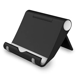GIZGA essentials Portable Tabletop Mobile and Tablet Stand,iPad, Smartphone, Kindle, E-Reader, Foldable, Adjustable Angle, Anti-Slip Pads, Rubber Protection Perfect for Bed, Office Desktop,Home|Black