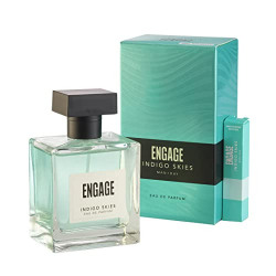 Engage Indigo Skies Perfume for Men, Long Lasting, Fresh and Earthy, for Everyday Use, Gift for Men, Free Tester with pack, 100ml