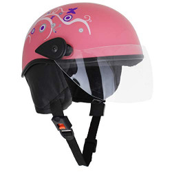 Sage Square Ladies Multi-Purpose Helmet (Pink Glossy Sticker Design 1) (Non-Motorized)