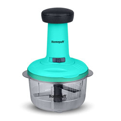 HomeBasics by Home Puff 550ml Easy to use Hand Press Fruits and Vegetable Push Chopper for Kitchen, 3 Sharp Stainless Steel Blades, Unbreakable Food-Grade Plastic, Anti-Slip Base, Made in India, with Warranty
