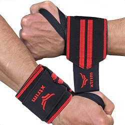 XTRIM Wrist Support for Men & Women, Wrist Band for Gym Wrist Wrap/Straps Gym Accessories for Men for Hand Grip & Wrist Support Crepe Bandage While Workout & Muscle Relaxation (Red Line)