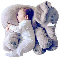 Little Innocents Big Size Fibre Filled Stuffed Animal Elephant Soft Toy Plush Hugging Pillow for Baby Kids boy Girl Birthday Gift (Grey 60cm)