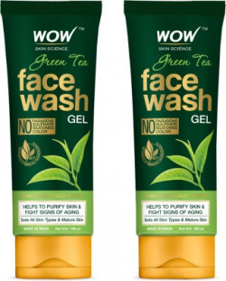WOW SKIN SCIENCE Green Tea Gel - Contains Green Tea, Aloe Leaf Extracts, Pro-Vitamin B5 & Vitamin E - For Purifying Skin - No Parabens, Sulphate, Silicones & Color - Pack of 2 - Net Vol. 200mL Face Wash(200 ml)