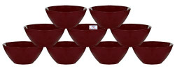 Heart Home Plastic Microwave Safe Unbreakable Mixing Bowl/Salad/Dining Table/Kitchen Plastic Bowl Set, 500 Ml (Set of 9) Brown-Kubmart15649