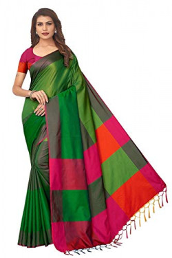 DHRUVI TRENDZ Women's Banarasi Cotton & Silk Saree (Dt-S1226_Green_One Size_Multicolour)