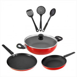 Butterfly Rapid Kitchen Combo Pack 7 Pieces Set Induction Bottom Non-Stick Coated Cookware Set(Aluminium, 7 - Piece)