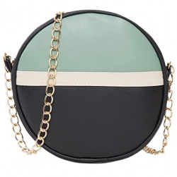 ADISA women girls round multicolor sling bag with gold chain (SL5083_Green)