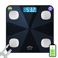 Hoffen India HO19 Electronic Digital Personal Body Bathroom Weighing scale, Weight machine Battery Included, 2 Years Warranty (HO 19 RE) (HO 19 RE)