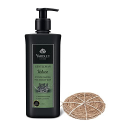Yardley London Gentleman Urbane, Face and Body wash for Men, With Activated Charcoal, Deep Cleansing, Shower Gel(250 ml) with Loofah