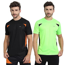 FTX Men's Dri-Fit Round Neck T-Shirt Combo - Green, Dark Black (710_7-710_12)