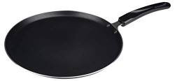 Cresta Aluminium Flat Tawa, Gas Stove Compatible (Sparkle Black, 28cm)