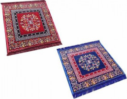 sawan shopping mart Velvet Prayer Mat(Red, Blue, Medium, Pack of 2)