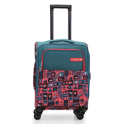 Nasher Miles India Soft-Sided Polyester Printed Luggage Bag Cabin Luggage Teal 20 inch |55cm Trolley Bag