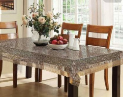 AP creation Printed 6 Seater Table Cover(Golden, PVC)