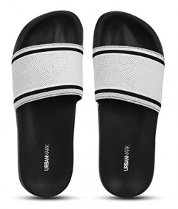 UrbanMark Men Comfortable Light Weight Knitted Slider Slippers- White_8905723012328
