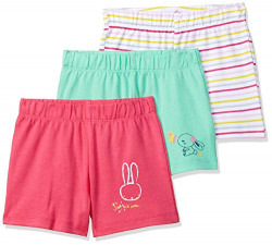 Amazon Brand - Jam & Honey Baby Girl's Cotton Shorts (Pack of 3) (GSHOPO3-B_Multicolor1_0-3 Months)