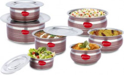KLASSI KICHEN Color Cook And Serve Induction Bottom Cookware Set(Stainless Steel, 11 - Piece)