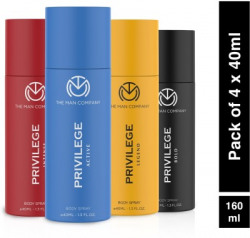 THE MAN COMPANY Privilege Combo Travel Pack | Premium Long Lasting Fragrance Deodorant Spray - For Men & Women(160 ml, Pack of 4)