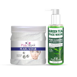 PINK ROOT GREEN TEA PORE CLEANSING FACE WASH 100ML WITH PEARL SCRUB ENRICHED WITH HONEY EXTRACT & PEARL ASH 500GM