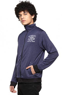 AMERICAN CREW Men's Regular Polyester Jacket (ACJK102, Navy Melange, Large)