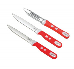 Snapple 3Pc Stainless Steel Knife Set Knife Set with Covers, High Carbon Stainless Steel Coated Chef Knife I Utility Knife (DoDilRed)
