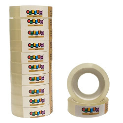 CELLUX 12 Rolls Gold Transparent Tape Refills, Clear Tape, Cello Tape, All-Purpose Transparent Glossy Tape for Office, Home, School - 0.5 Inch X 9 Meter Per Roll