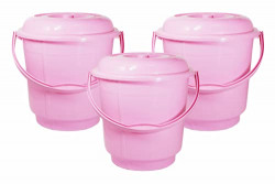 Wonder Homeware Prime 5 Liter Plain LT Heavy Quality Plastic Bucket with Lid,for use in Bathroom, Kitchen, Laundry, Garage,Pack of 3 Pc, 5 Liter, Blue Color (Pink 2)