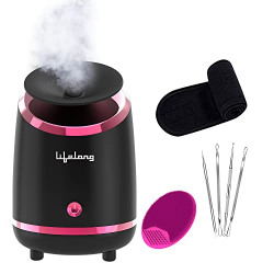Lifelong Hydrating Facial Steamer|Moisturising Face Steamer for Cough, Cold, Facial, Skin Care Home Facial Spa Steamer With Bonus Blackhead Removal Kit, Face Cleaning Brush & Head Band (LLS108, 1 Year Warranty, Black)