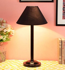 Ntu-109 Black Cotton Shade Table lamp with Metal Base by tu casa Holder Type e-27 (Bulb not Included)