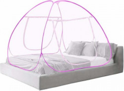 CASA FURNISHING Polyester Adults Washable MN K PINK,white Mosquito Net(Pink, White, Tent)