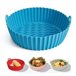 Nirdambhay Air Fryer Silicone Liners Round Food Safe Non Stick Air Fryer Basket Oven Accessories, Ear Handles, Air Fryer Accessories, Round Air Fryer Oven Pot Foodgrade Silicone Heat Resistant