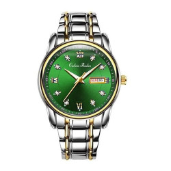 Carlson Raulen Men Women Waterproof Luxury Fashion Military Quartz Sports Analog Wristwatch (Gold Blue) (Gold Green)