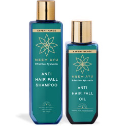 NEEM AYU Ayurvedic Anti Hair Fall Shampoo 200ml & Hair Oil 100ml | Helps to reduce hair fall and Promote Hair Growth| Herbs like Bhringraja, Amla, Aloe Vera | Sulphate and Paraben free| For Men & Women